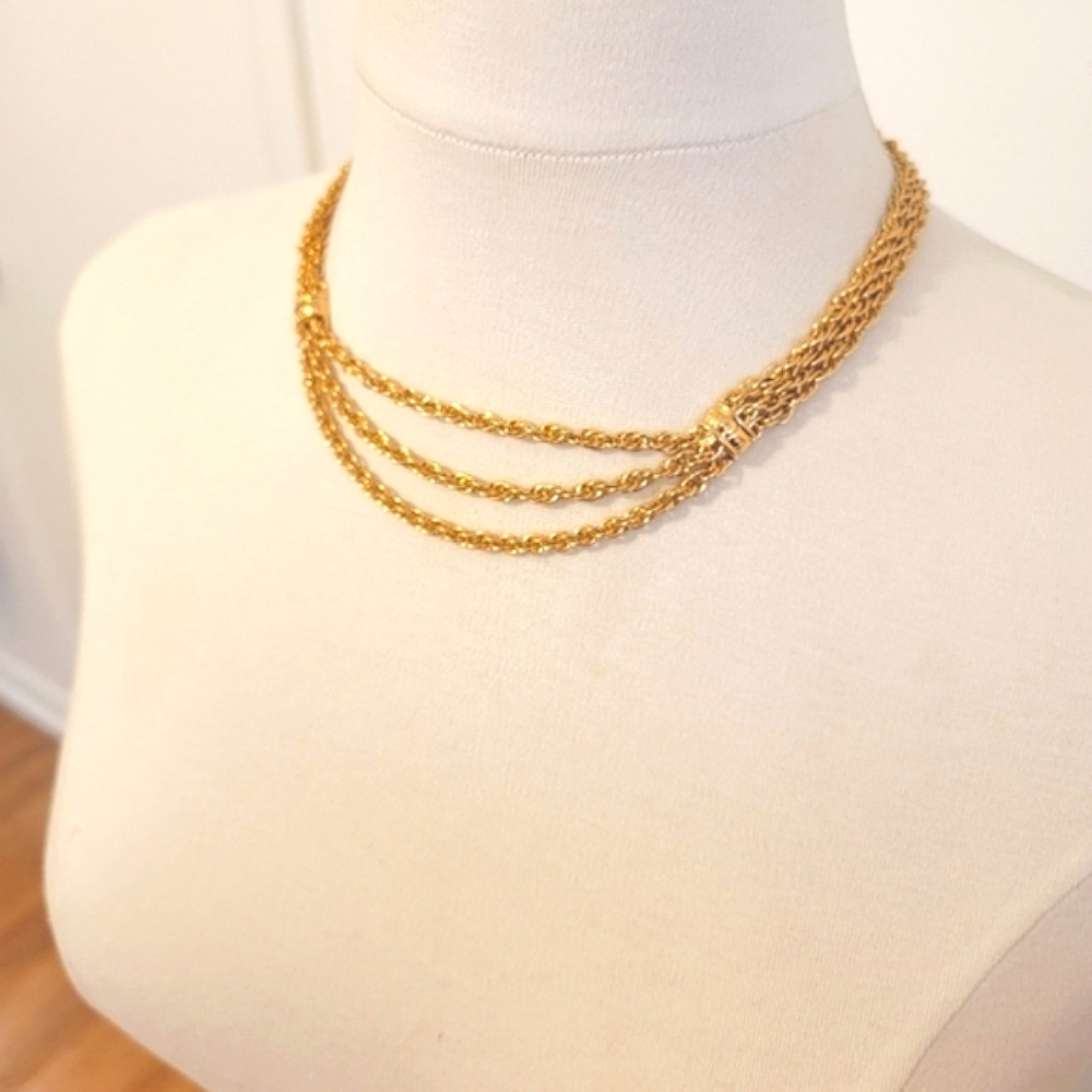 GIVENCHY Vintage Bijoux Signed Gold Plated Chain Choker Necklace NOS NWT